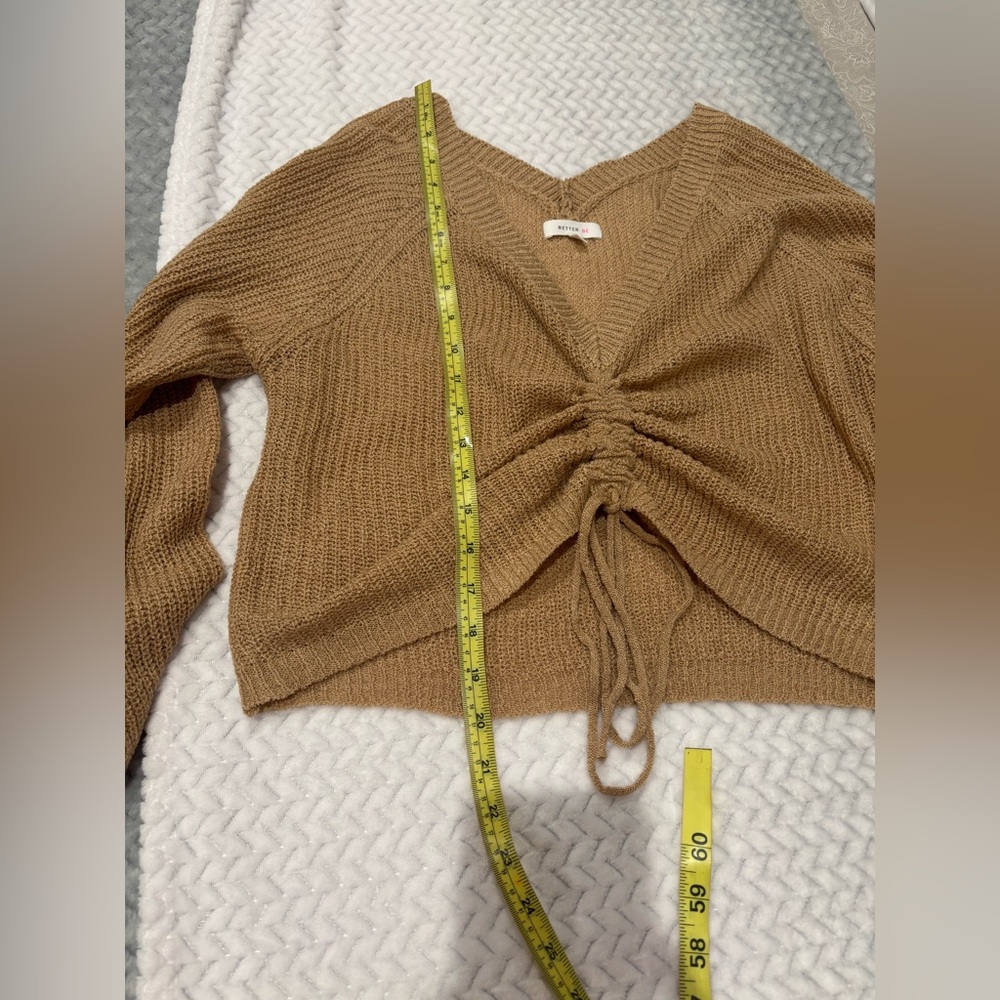 Better Be Tan V-Neck Sweater with Drawstring - Picture 10 of 11